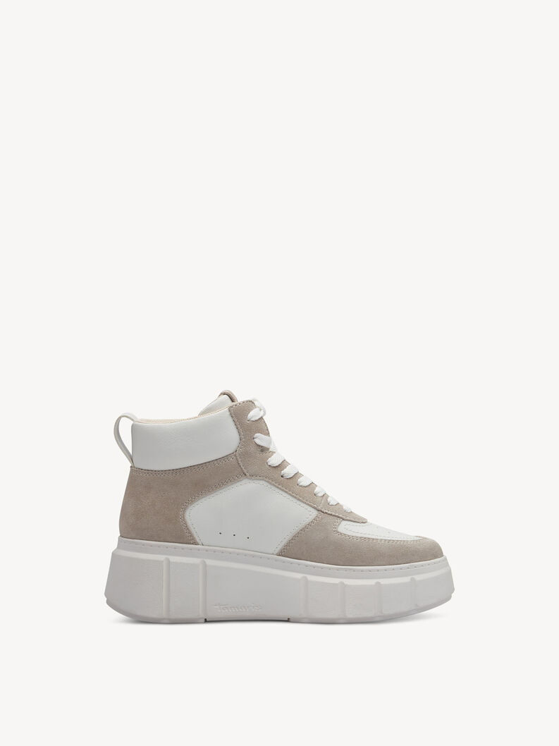 Leather Sneaker - white, WHITE/BEIGE, hi-res