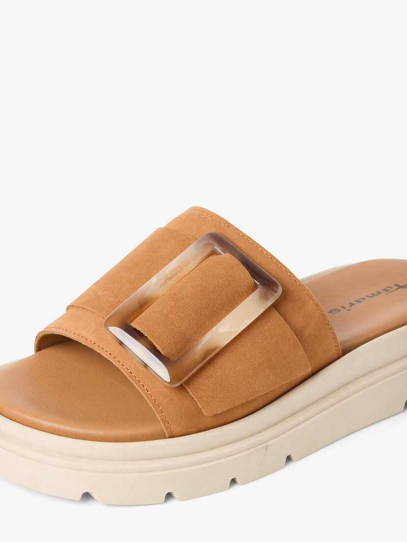Leren Slipper - bruin, COGNAC NUBUC, hi-res