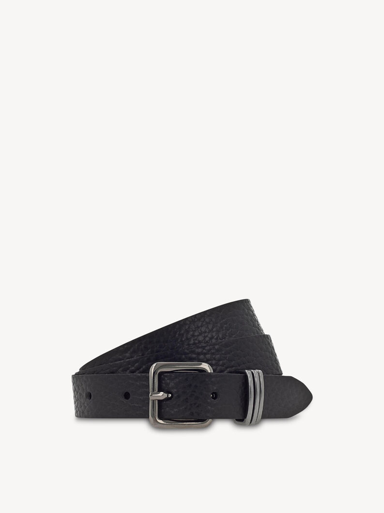 Leather Belt - black, black, metallic, hi-res