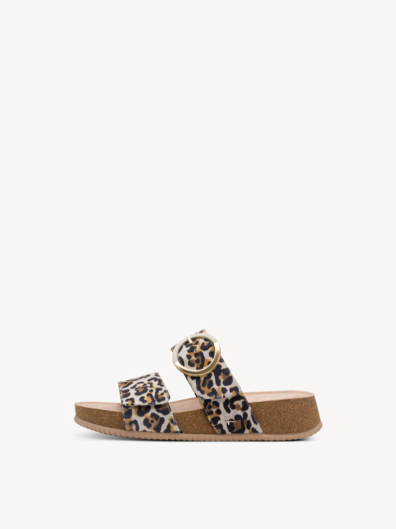 Lederpantolette - beige, BEIGE LEO, hi-res