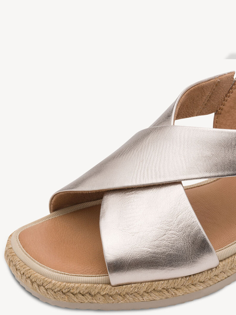 Leather Heeled sandal - metallic, LT GOLD, hi-res