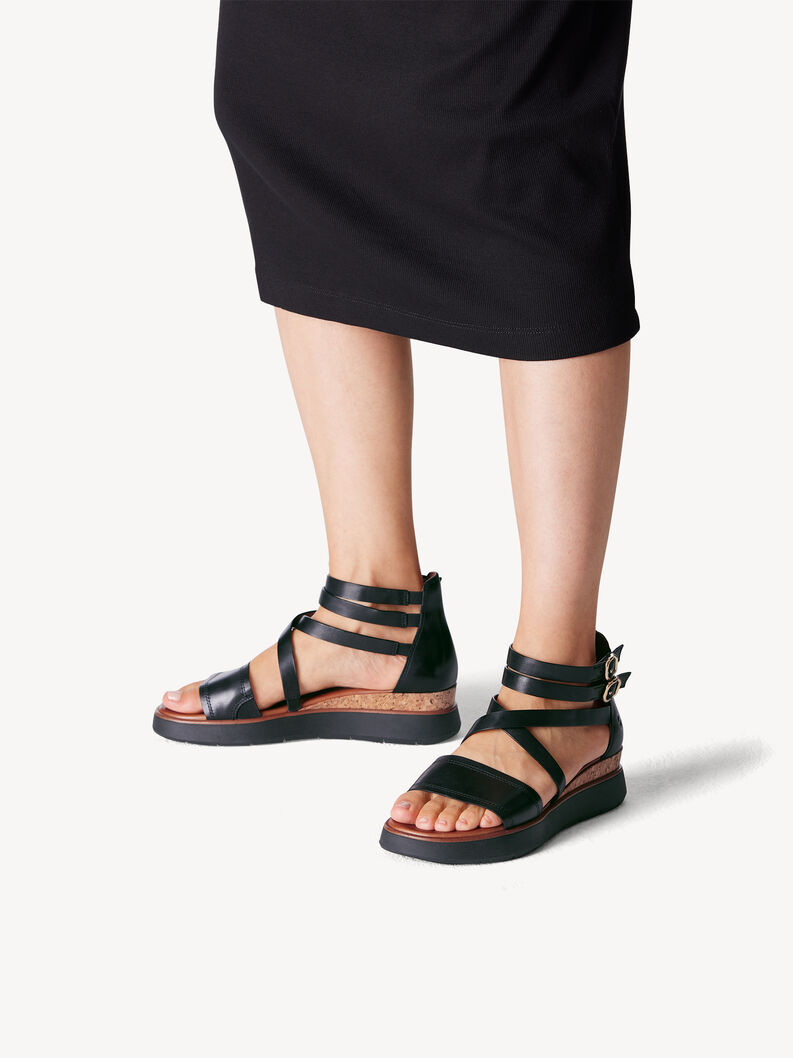 Kožené sandálky - černá, BLACK, hi-res