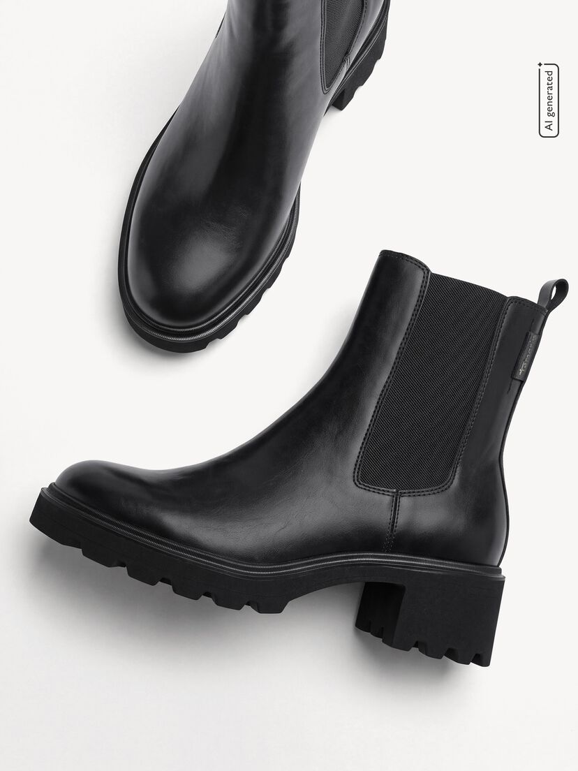 Leren Chelseaboot - zwart, BLACK, hi-res