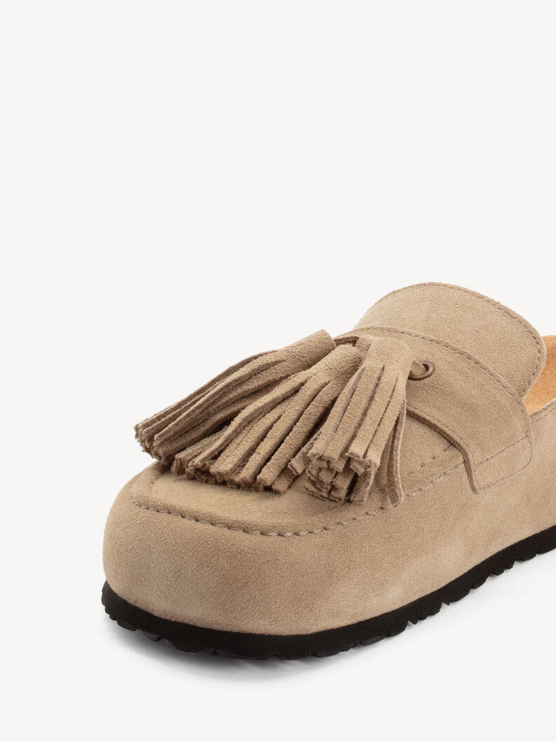 Lederpantolette - beige, TAUPE, hi-res