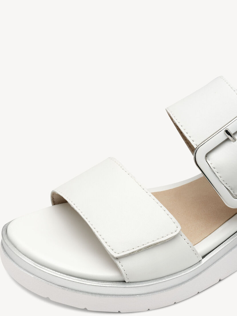 Leren Sandaaltje - wit, WHITE/SILVER, hi-res