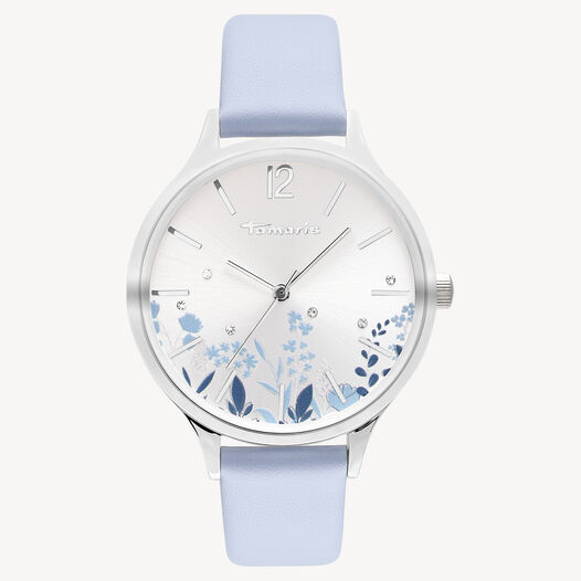 Horloge, silber-blau, hi-res