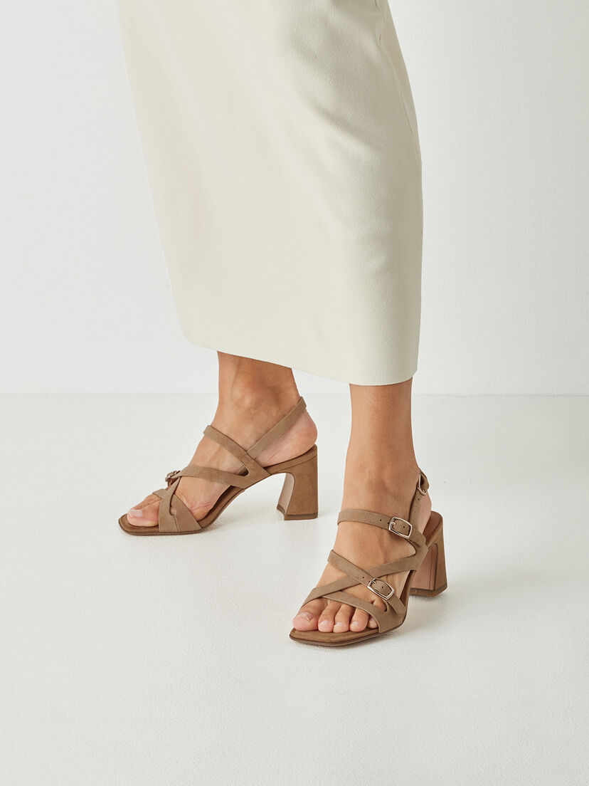 Leren Sandaaltje - beige, BEIGE SUEDE, hi-res