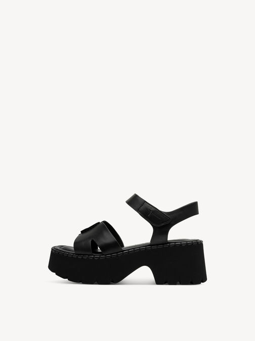 Heeled sandal, BLACK LEATHER, hi-res