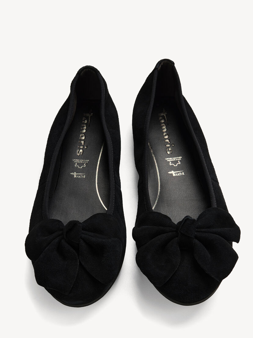 Leren Ballerina - zwart, BLACK, hi-res