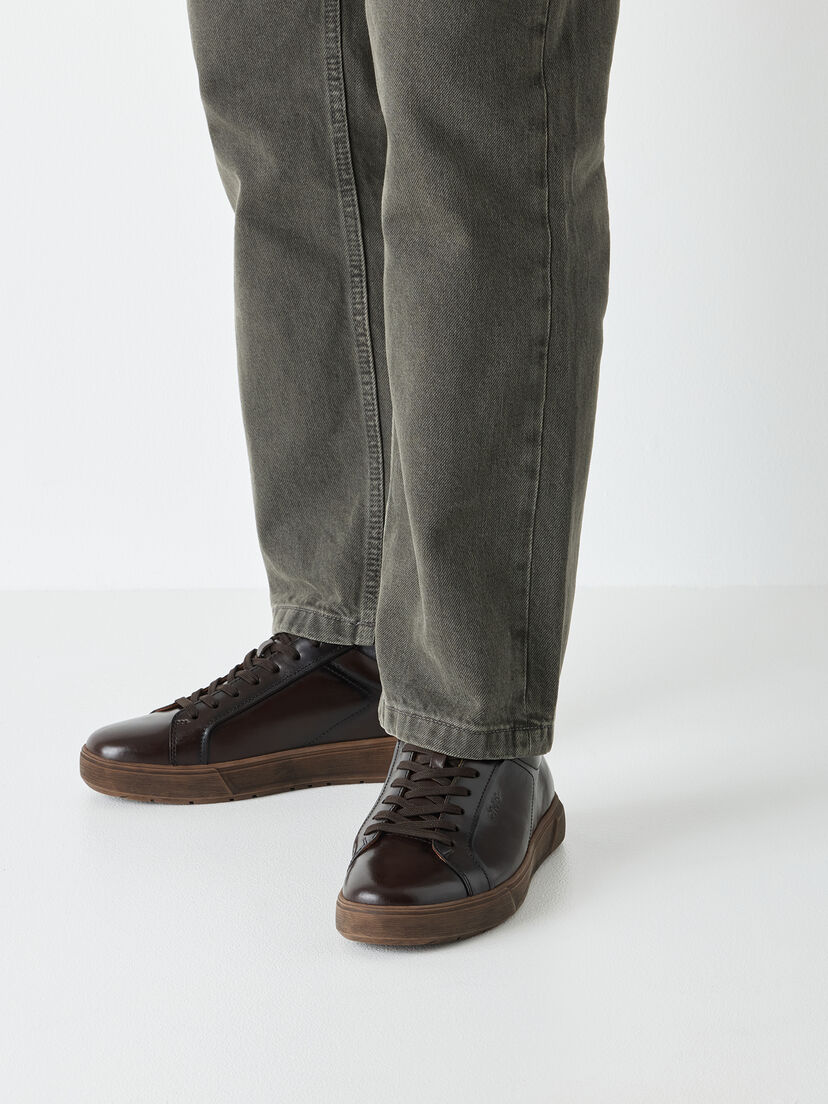 Leren Sneaker - bruin, DARK BROWN, hi-res