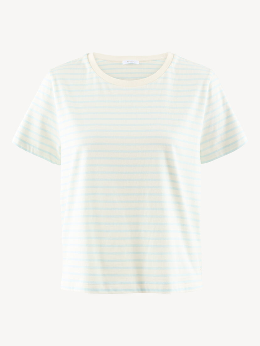 T-shirt, Omphalodes/ Bright White Striped Tee, hi-res