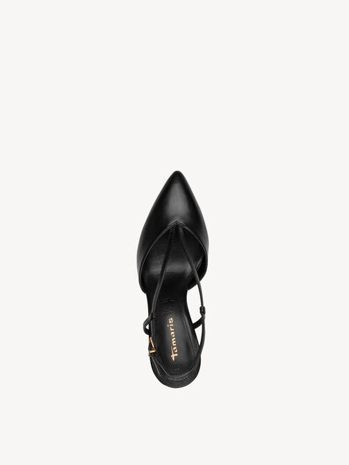 Slingpumps, BLACK LEATHER, hi-res