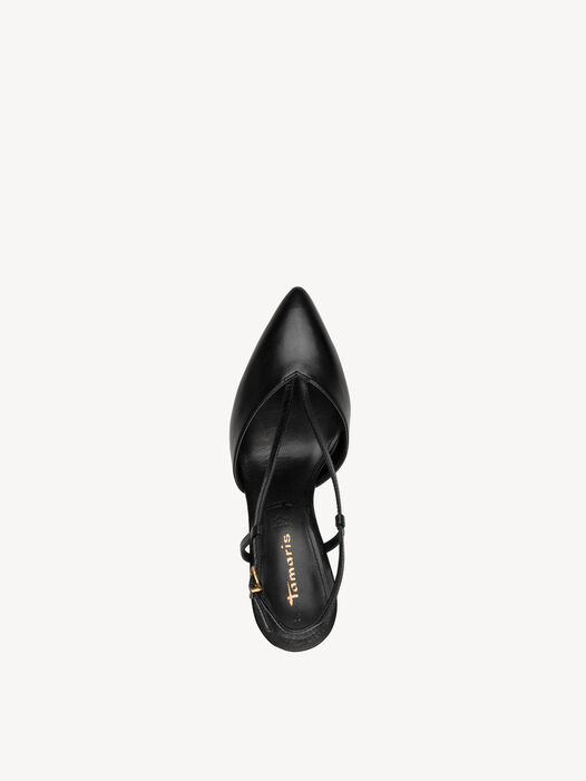 Slingpumps, BLACK LEATHER, hi-res