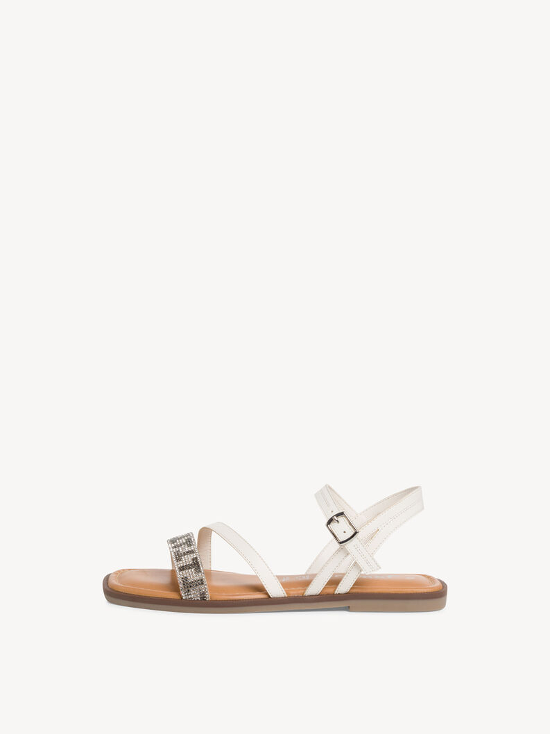 Sandale en cuir - blanc, WHITE/SILVER, hi-res