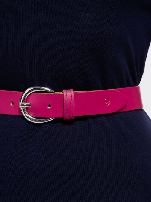 Leather belt, Korallenrot, hi-res