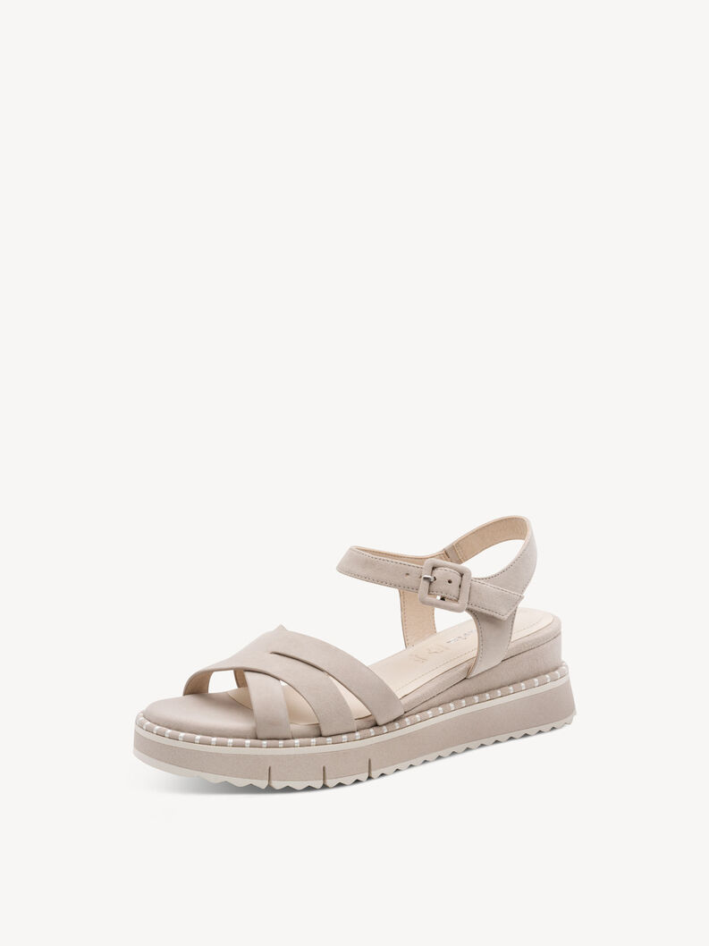 Sandale &agrave; talon en cuir - gris, GREY, hi-res