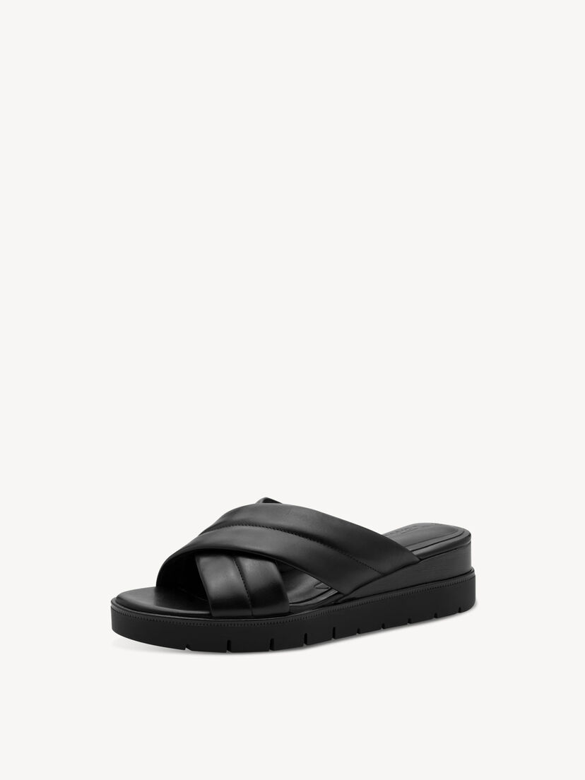 Leren Slipper - zwart, BLACK, hi-res