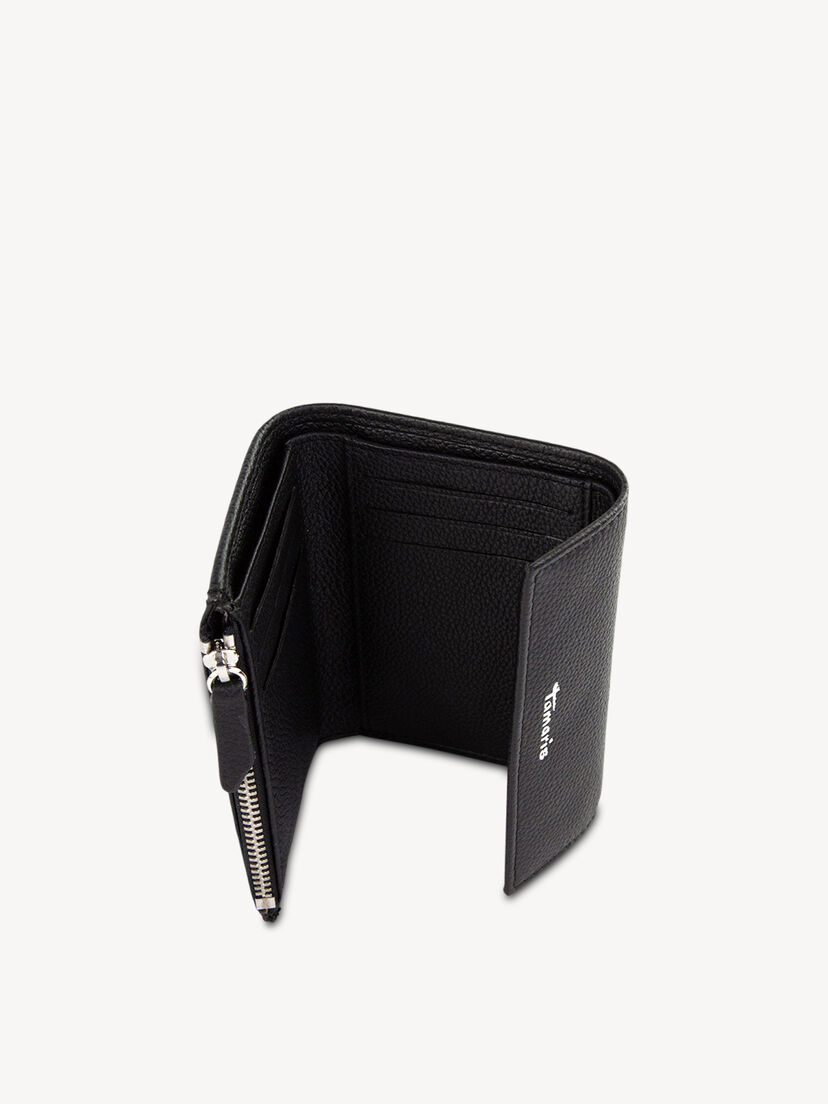 Leren Portemonnee - zwart, black, hi-res