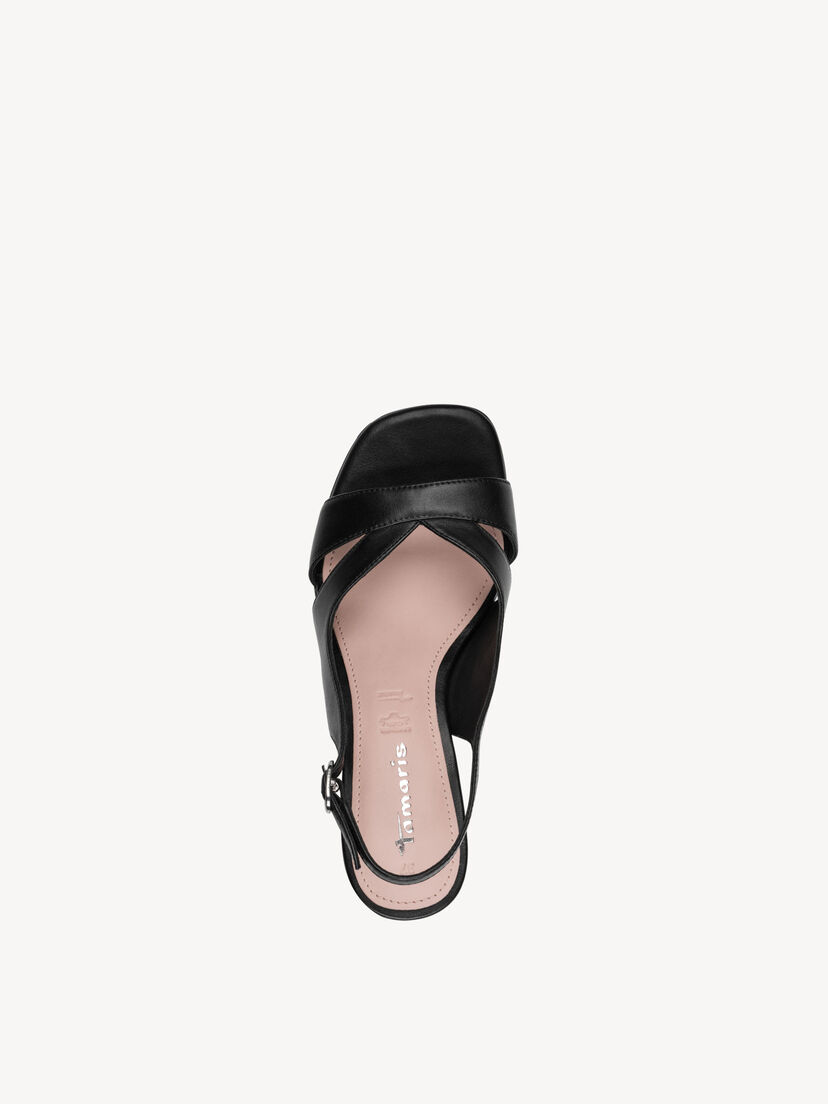 Leren Sandaaltje - zwart, BLACK LEATHER, hi-res