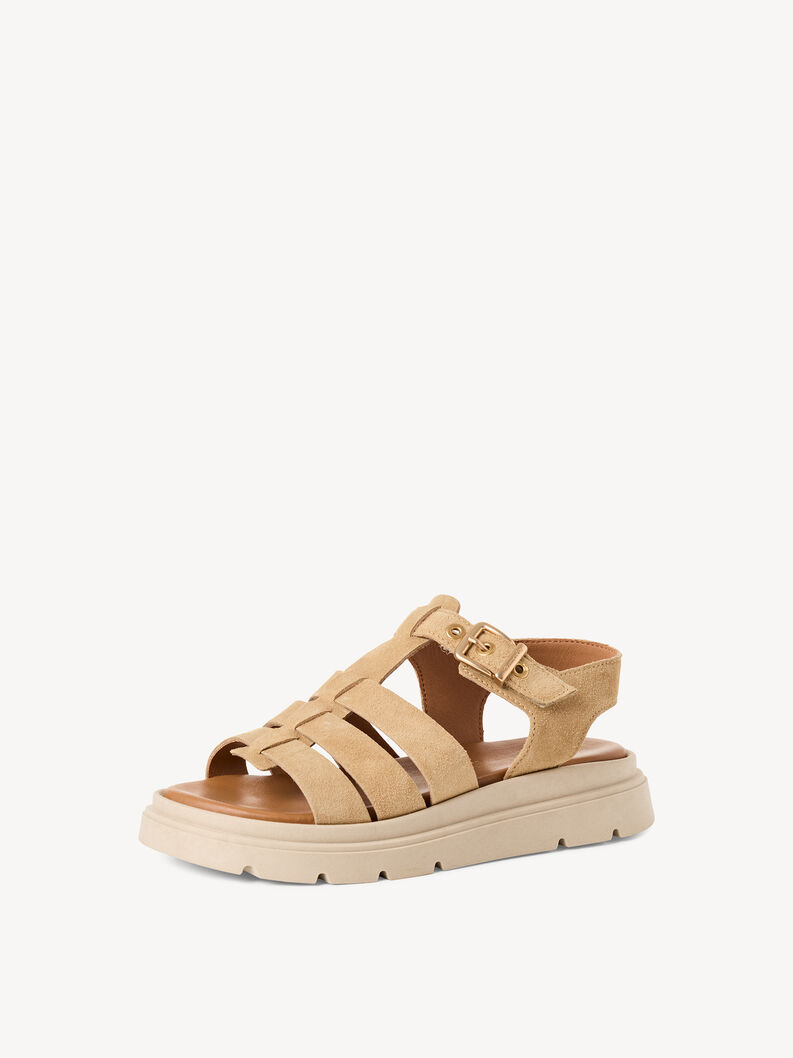 Leather Heeled sandal - beige, beige, hi-res
