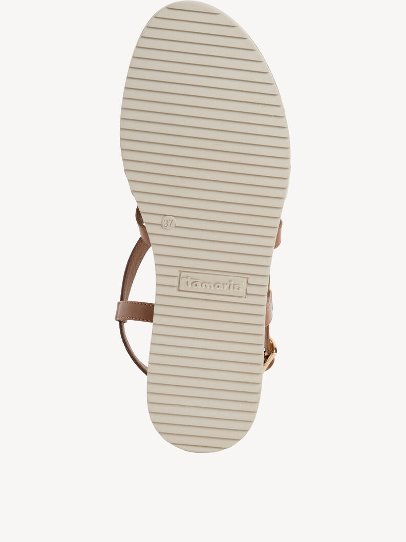 Sandale &agrave; talon en cuir - marron, COGNAC COMB, hi-res