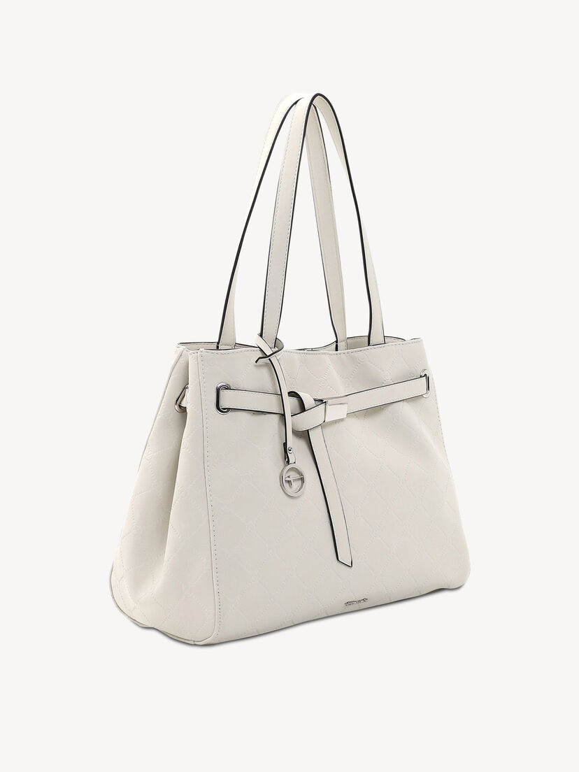 Witte kunstleren handtas met riemdetail, handtasstijl