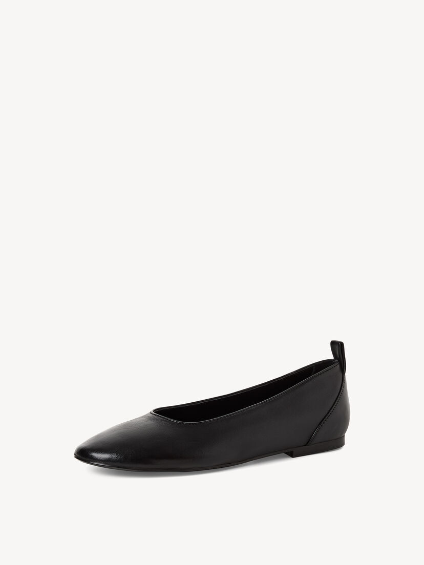 Leren Ballerina - zwart, BLACK, hi-res