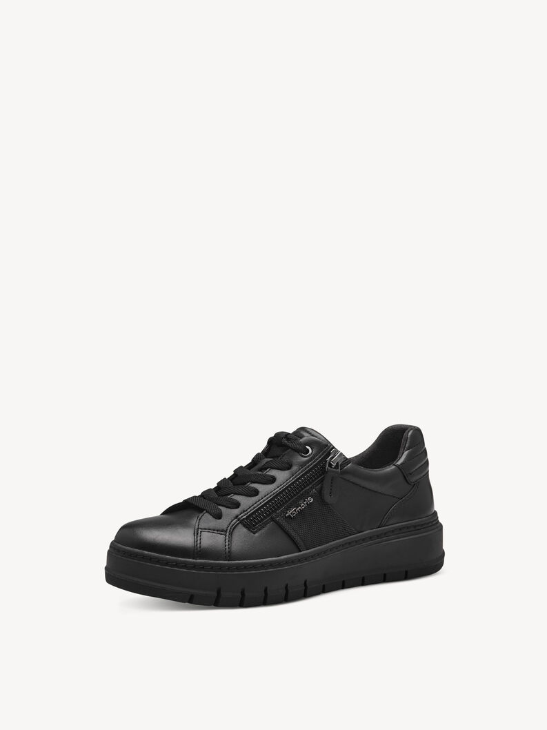 Leather Sneaker - black, BLACK, hi-res