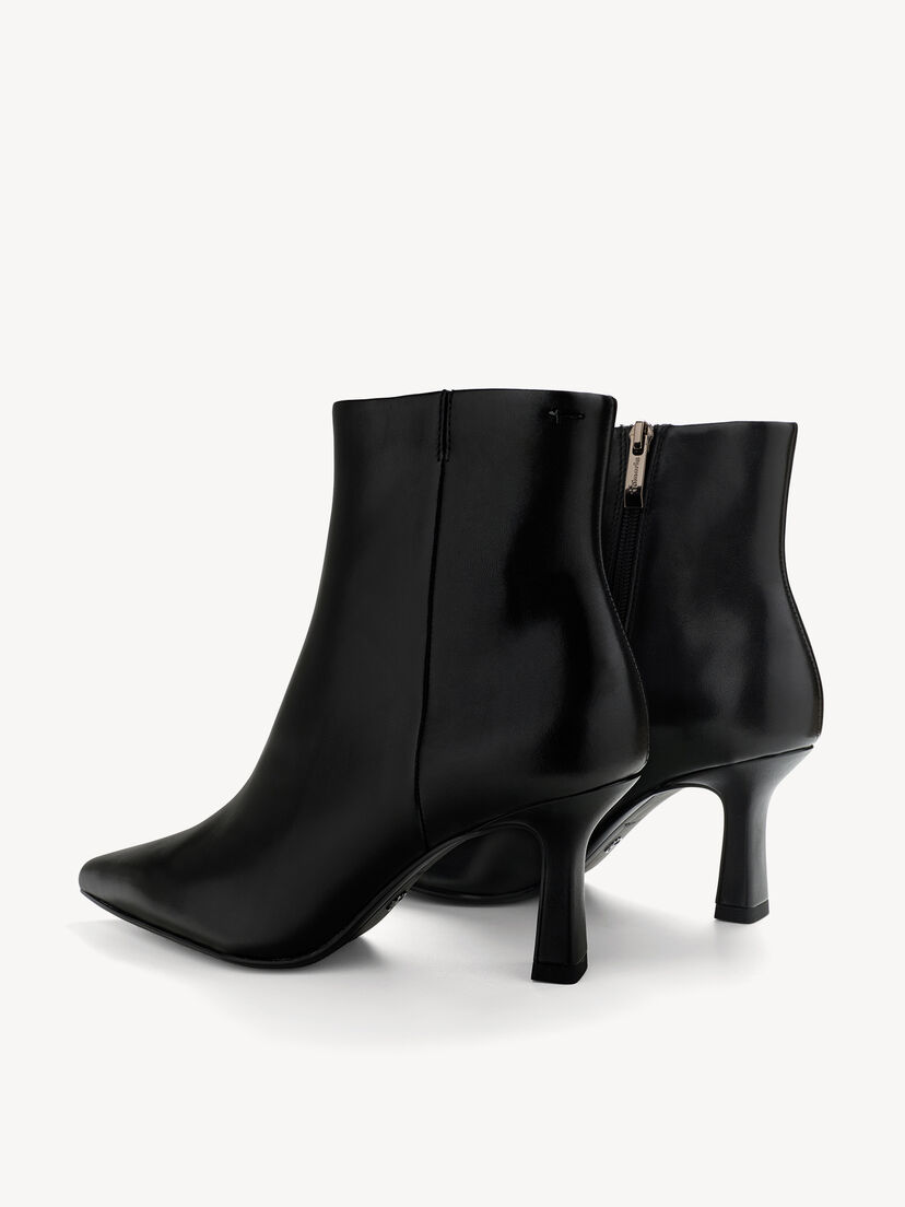 Leren Enkellaarsje - zwart, BLACK LEATHER, hi-res