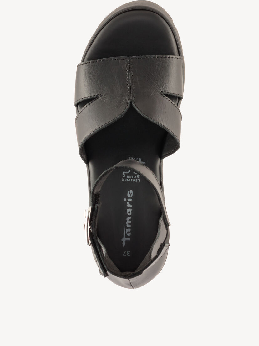 Leren Sandaaltje - zwart, BLACK LEATHER, hi-res