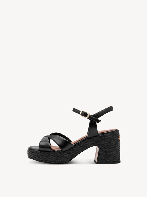 Heeled sandal, BLACK LEATHER, hi-res