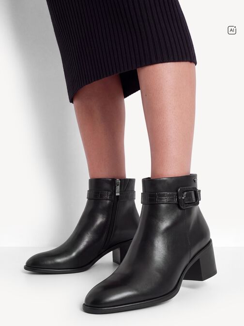 Bootie, BLACK LEATHER, hi-res