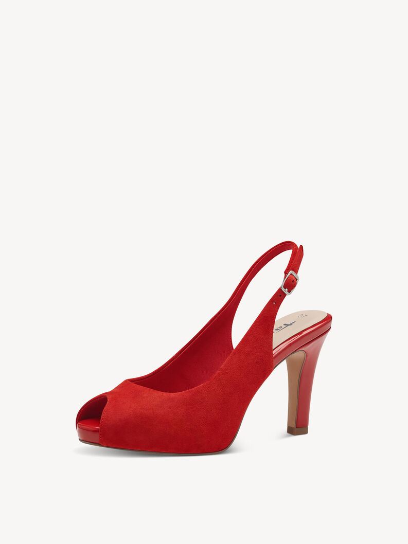 Leather Peeptoe - red, RED, hi-res