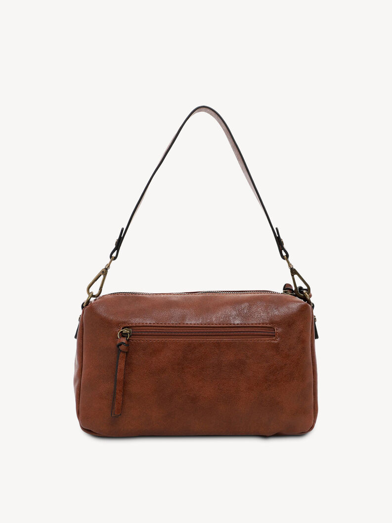 R&uuml;ckseite der braunen Kunstledertasche mit praktischem Rei&szlig;verschluss