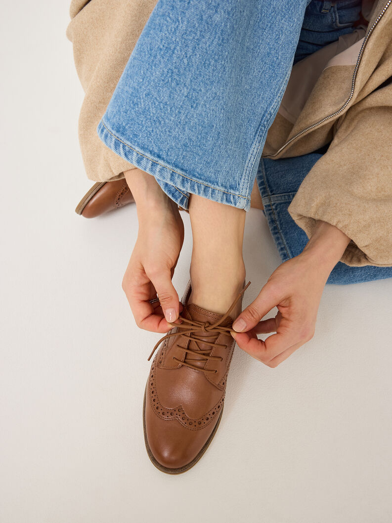 Leather Low shoes - brown, NUT LEATHER, hi-res