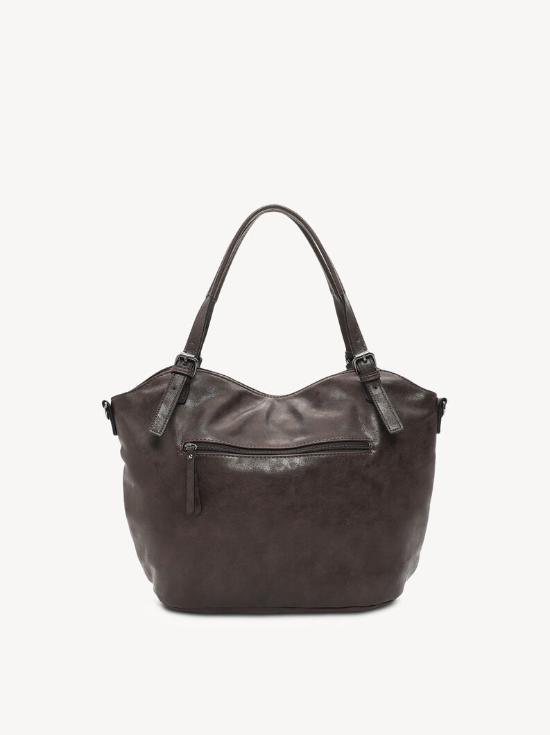 Dunkelbraune glatte Damenhandtasche mit praktischem Rei&szlig;verschluss hinten