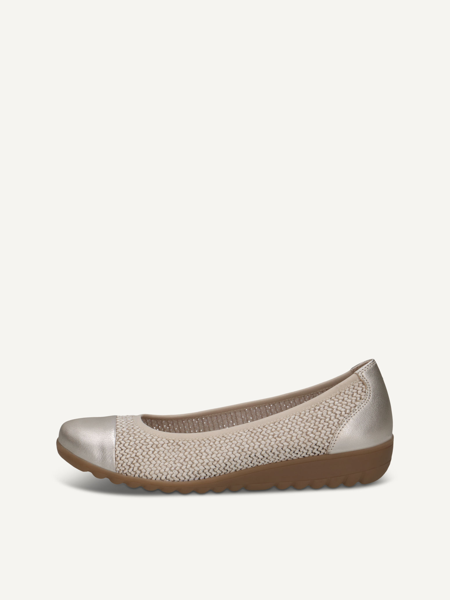 CAPRICE Ballerine blanc en Mlange de matriaux de cuir et textile P36 52$