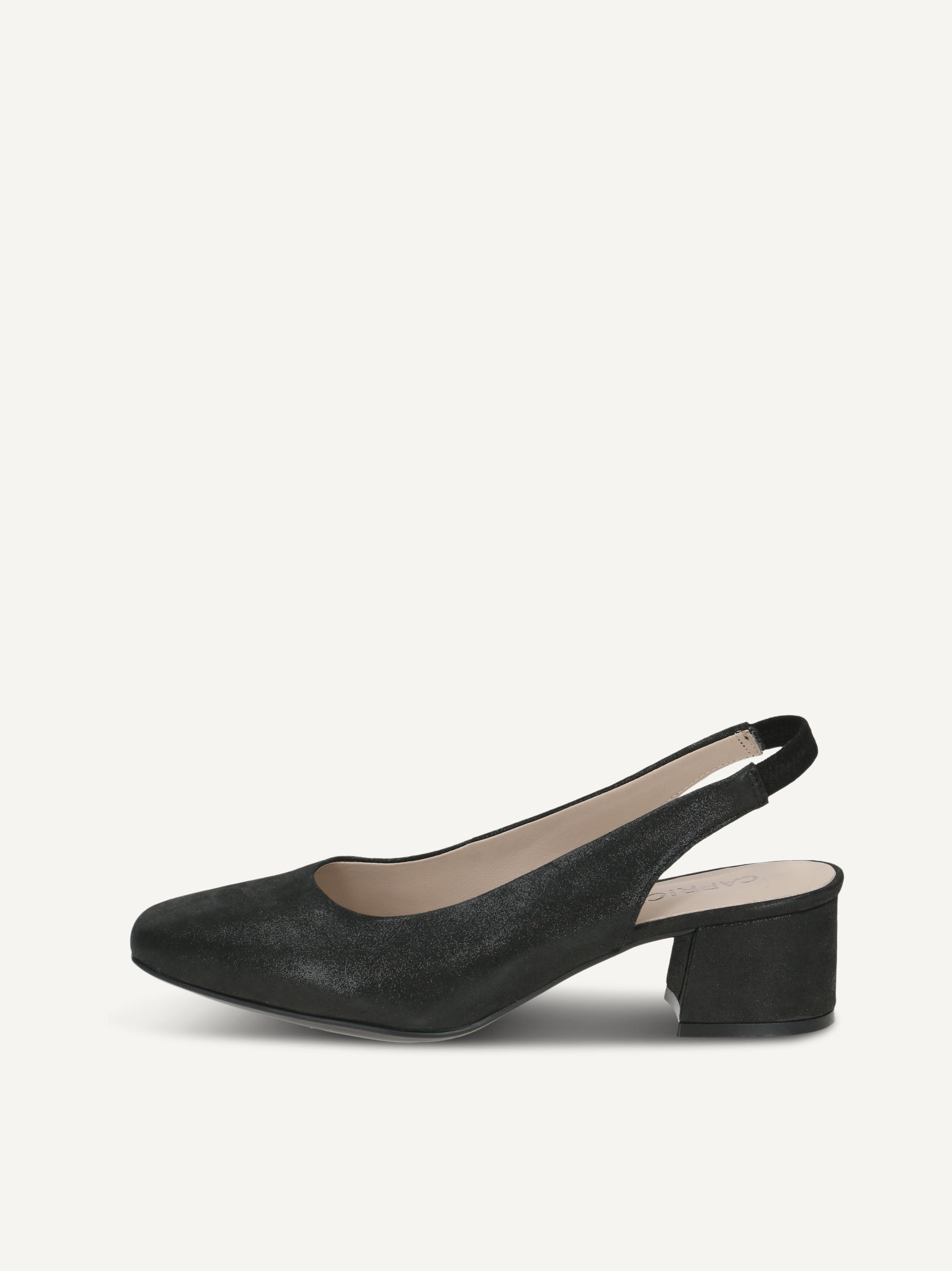 CAPRICE escarpin noir en Cuir avec Talon trapzode P37 56 €