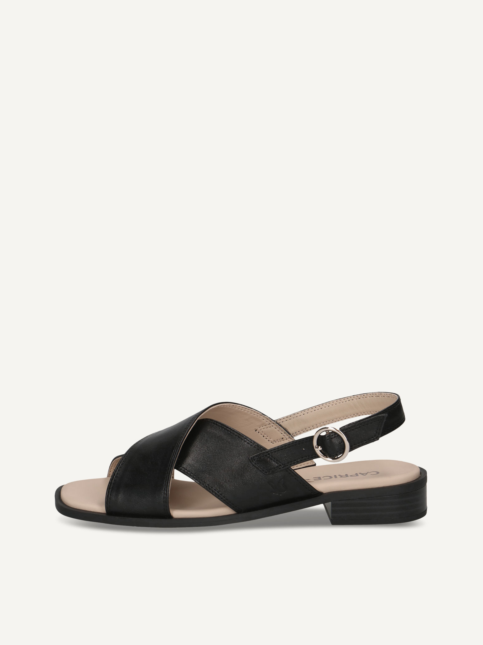 caprice heeled sandal black made of leather with block heel size 40