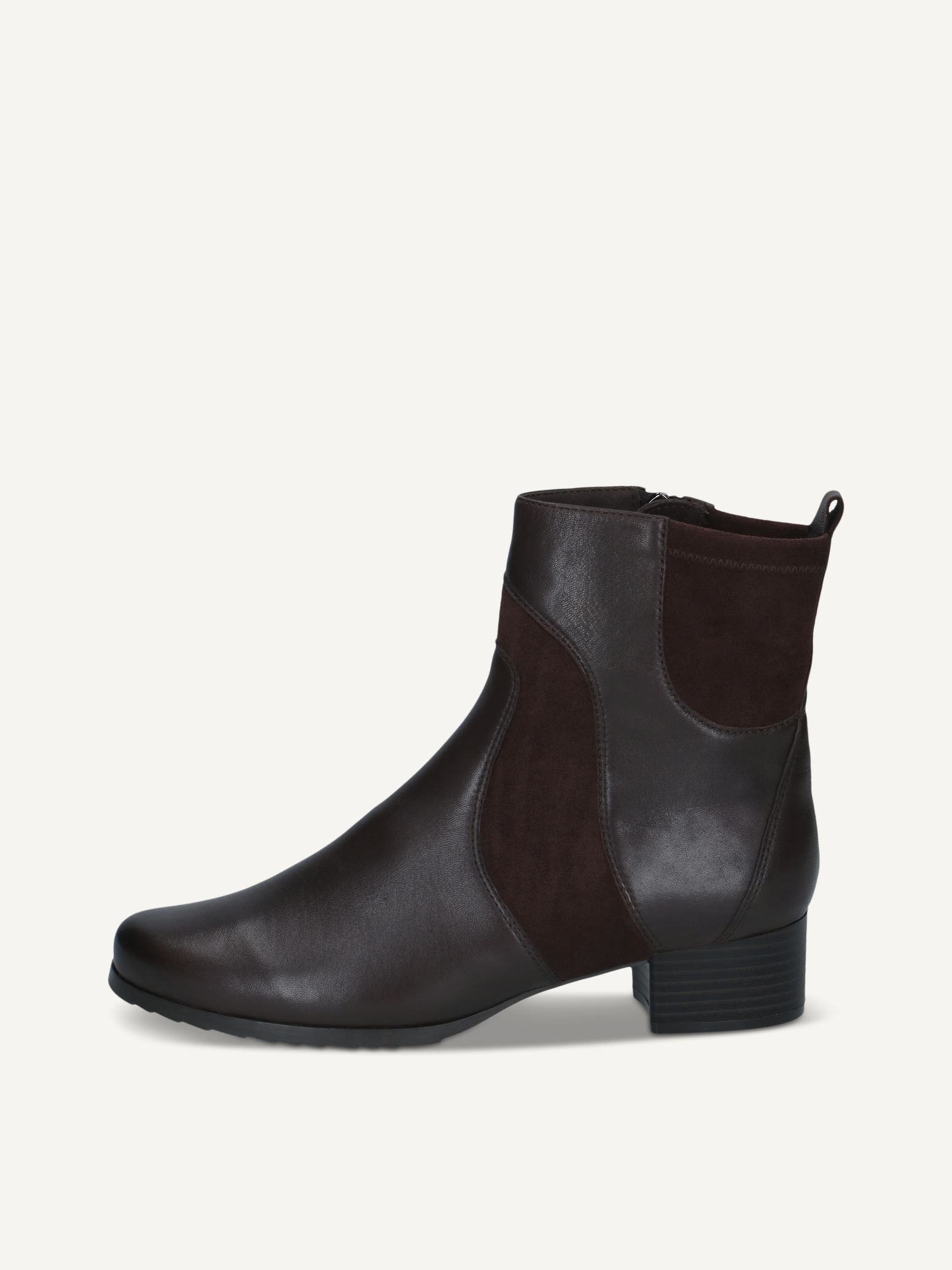 caprice bootie brown made of leather and synthetic with block heel size 36