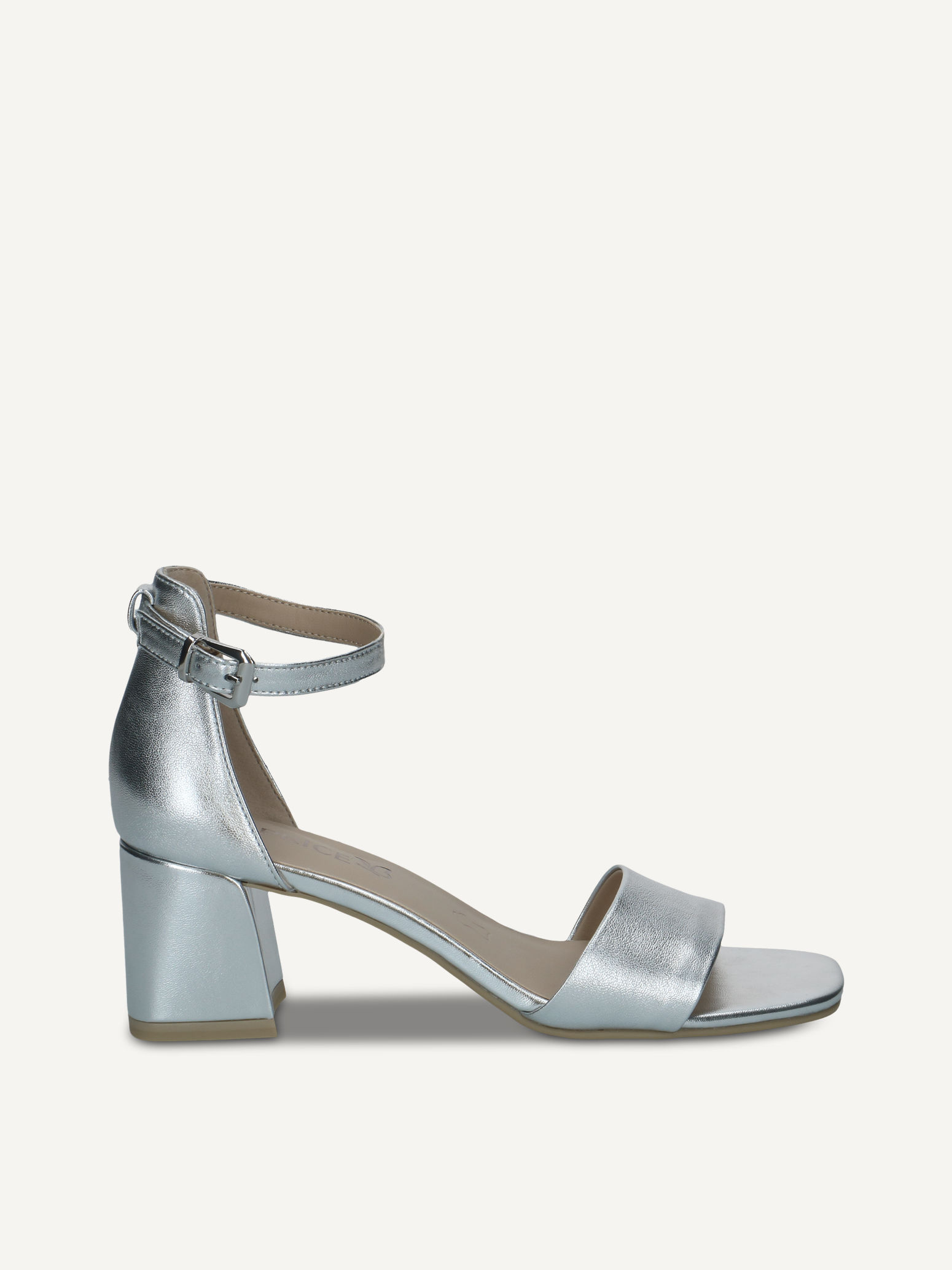 caprice heeled sandal metallic made of leather with trapeze heel size 40