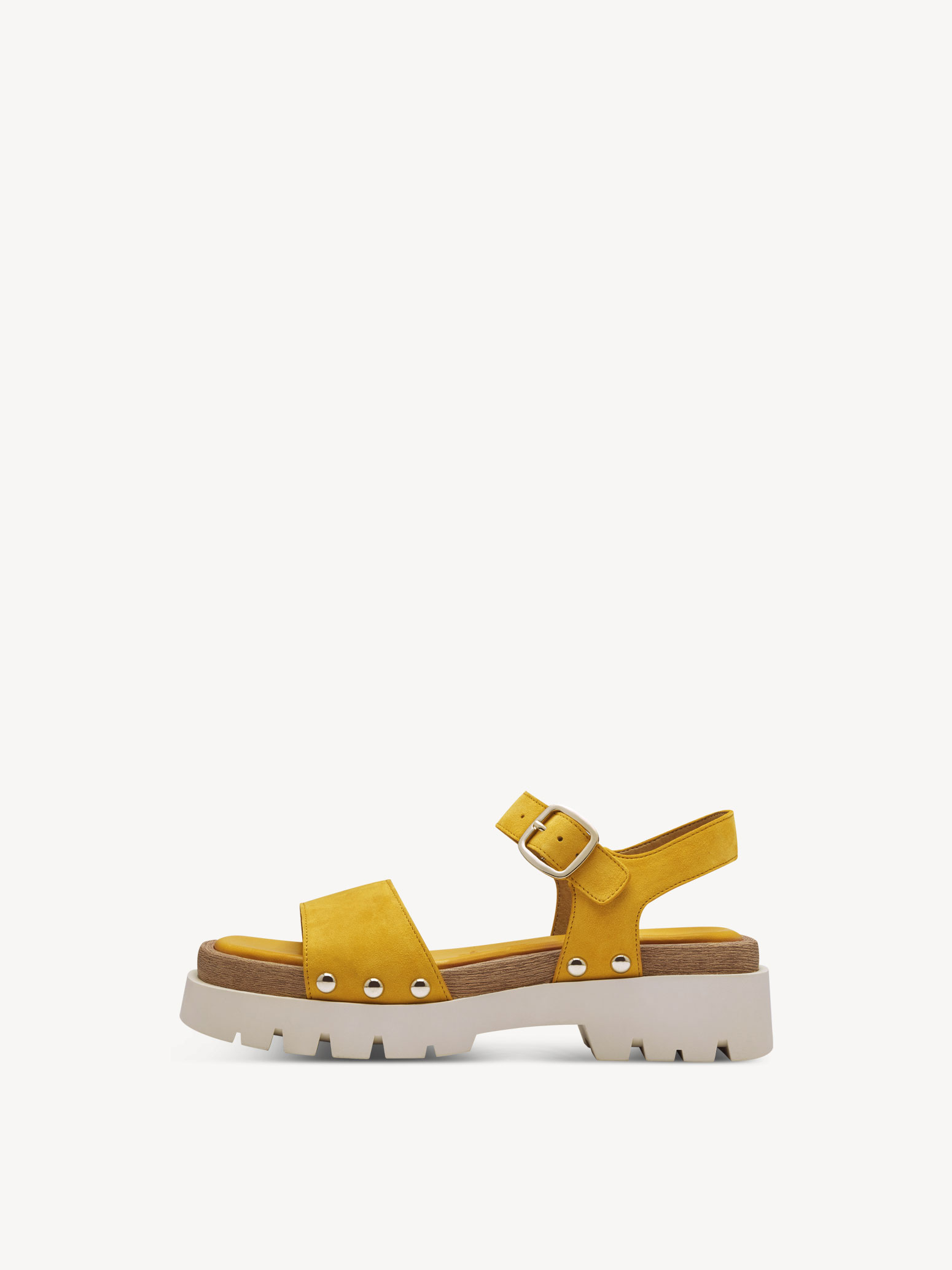 Sandale à talon en cuir - jaune