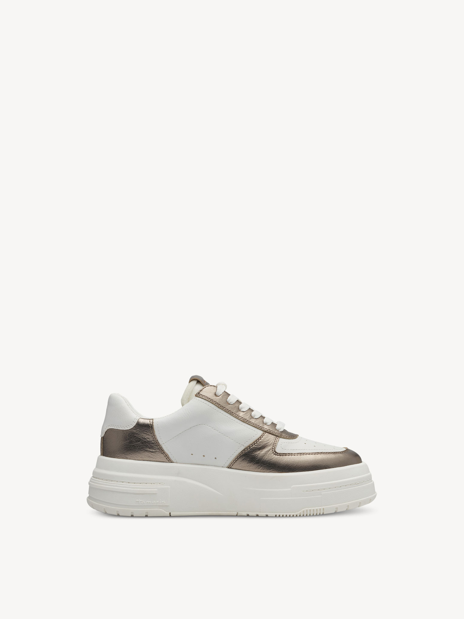 Leather Sneaker - white, WHITE/PEWTER, hi-res