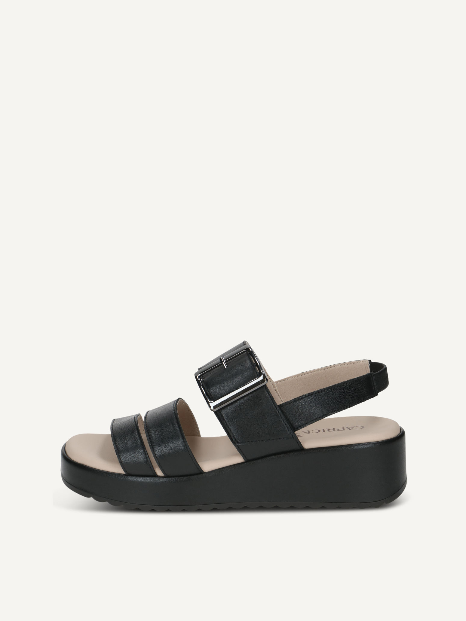caprice sandal black made of leather with wedge heel size 36