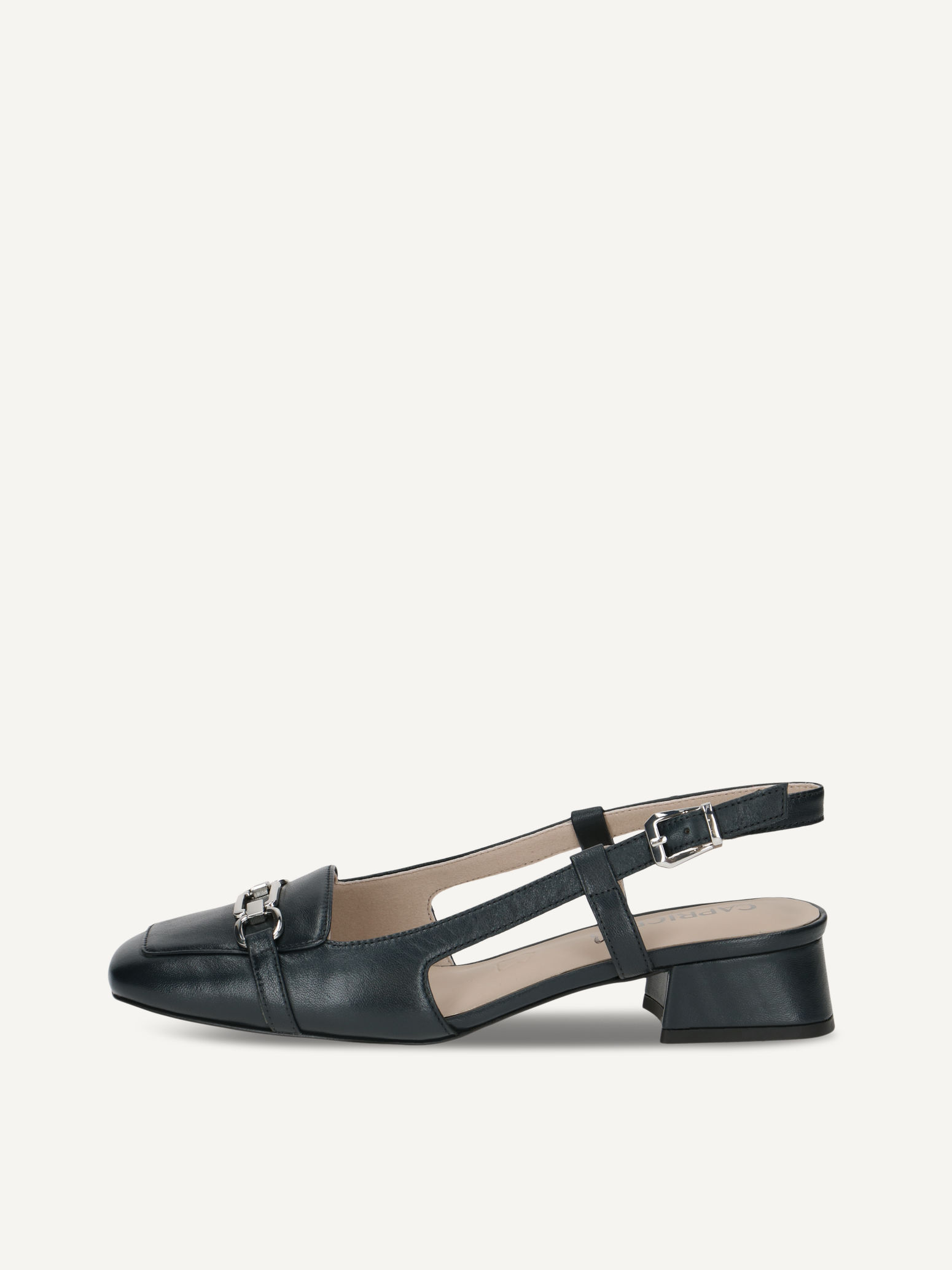 CAPRICE escarpin bleu en Cuir avec Talon trapzode P375 67 €