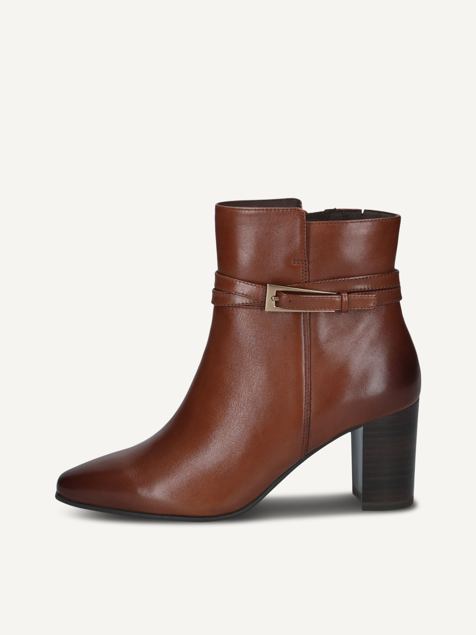 caprice bootie brown made of leather with block heel size 38