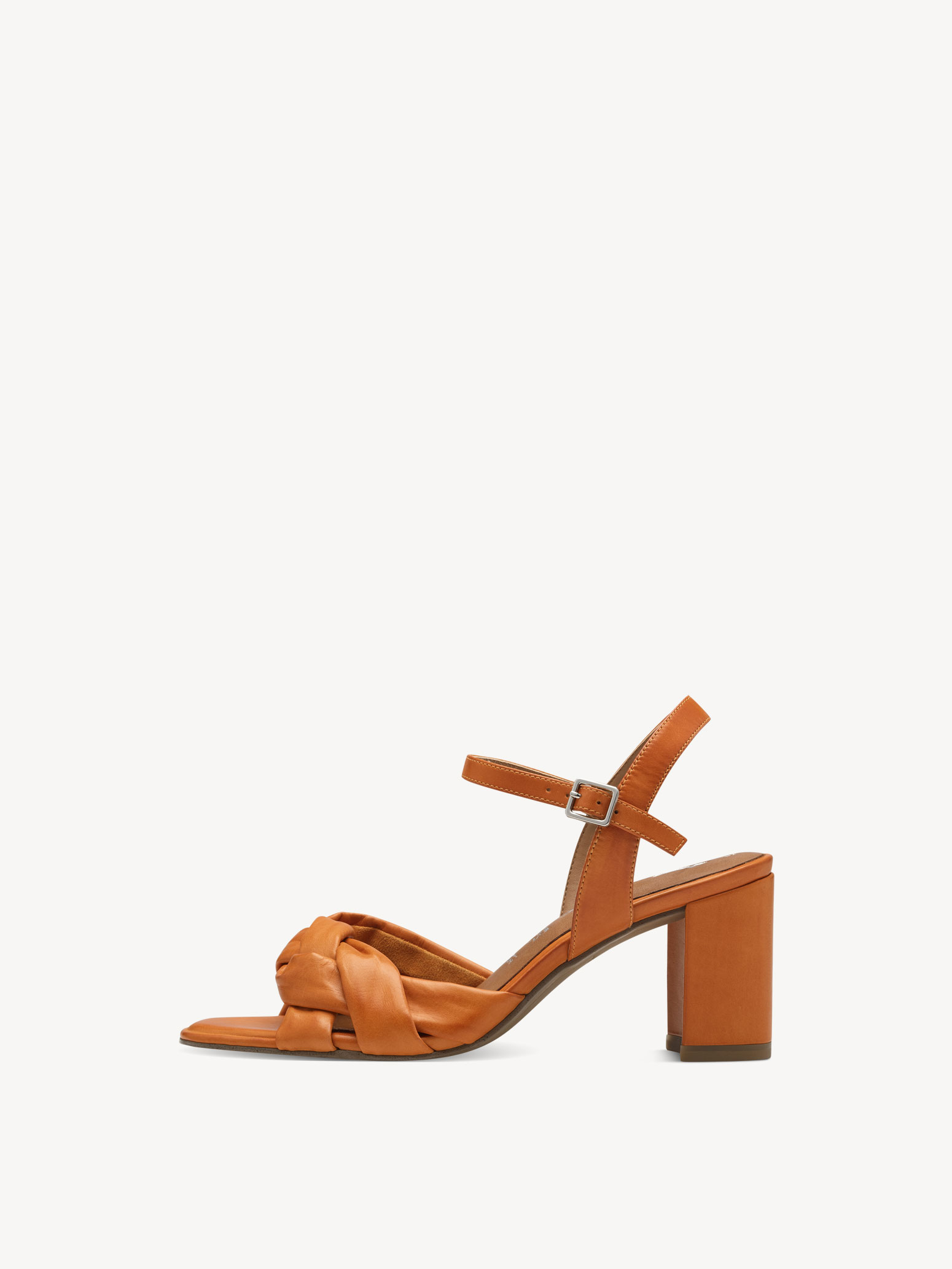 Sandale à talon en cuir - orange