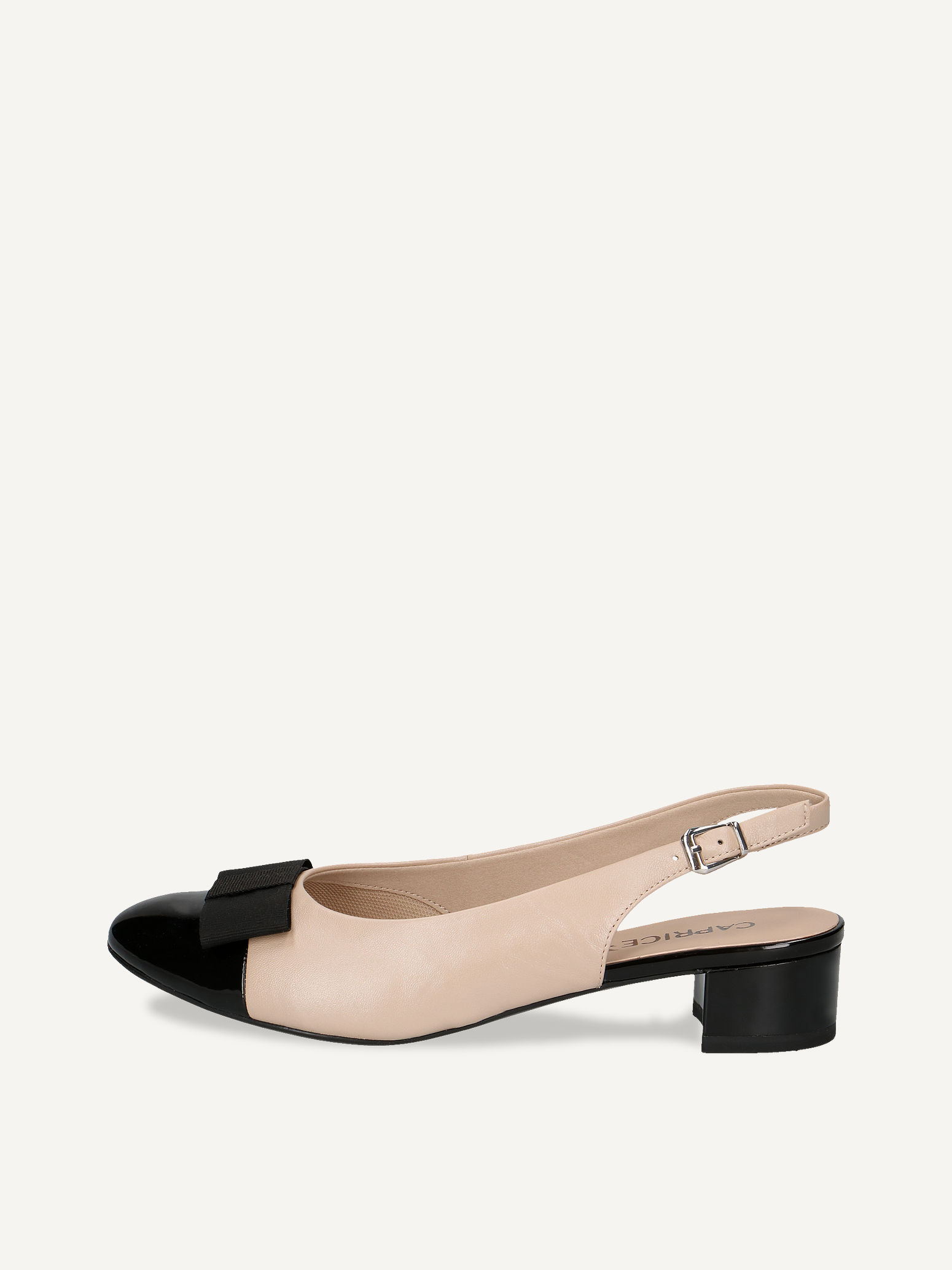 CAPRICE escarpin beige en Mlange de matriaux de cuir et synthtique et textile avec Talon bloc P375 56€