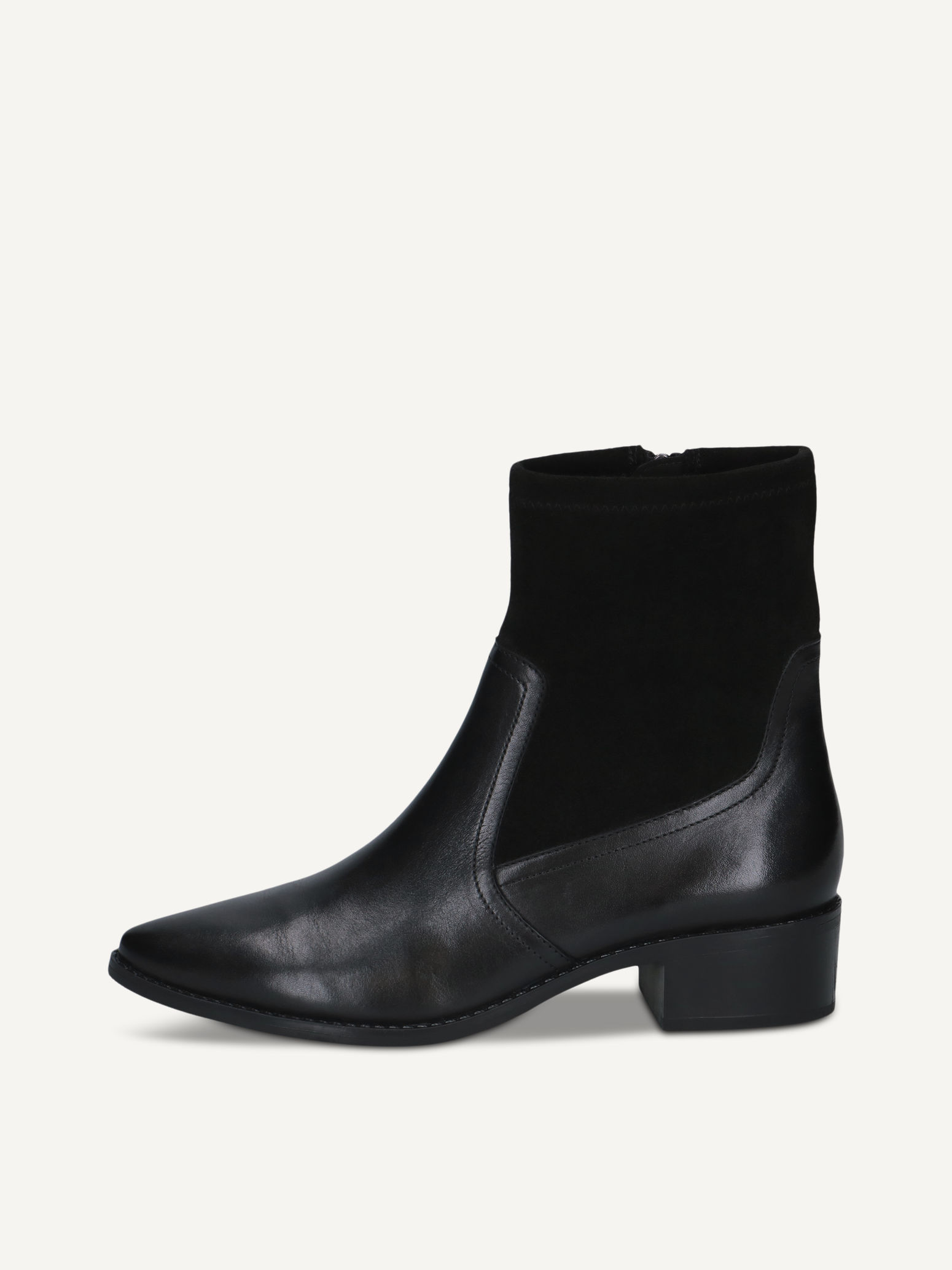 caprice bootie black made of leather and synthetic with block heel size 385