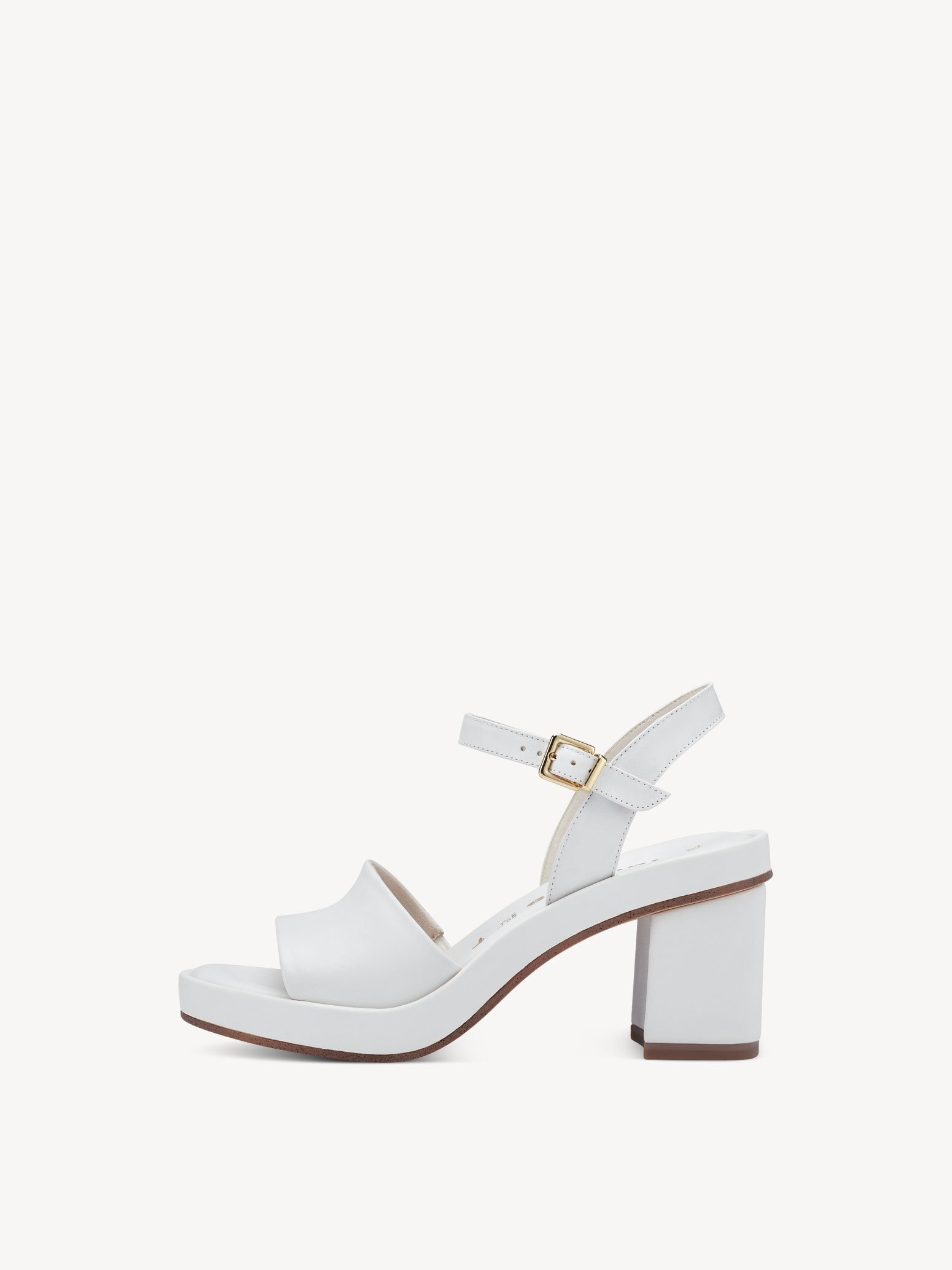Leather Heeled sandal - white
